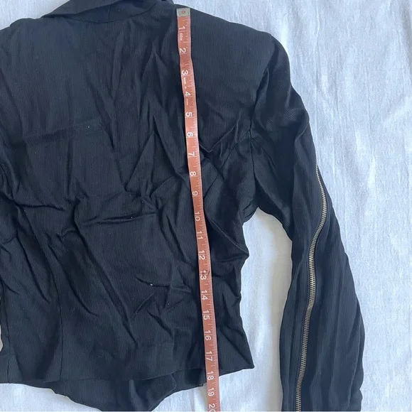 Shox Moto Jacket Asymmetrical Ziper Biker Blazer Ribbed Pointed Waist Womens M - Picture 8 of 8